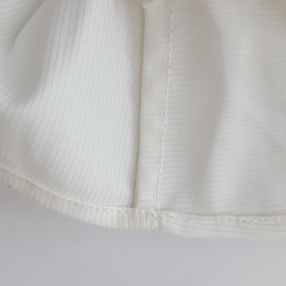 Vintage 1940s Pearl Button Front Volup Blouse Cream Short Sleeve Dacron Fabric - Picture 10 of 13
